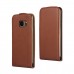 Samsung Galaxy S7 - Genuine Leather Up Down Flip Protective Phone Cover Case - Brown